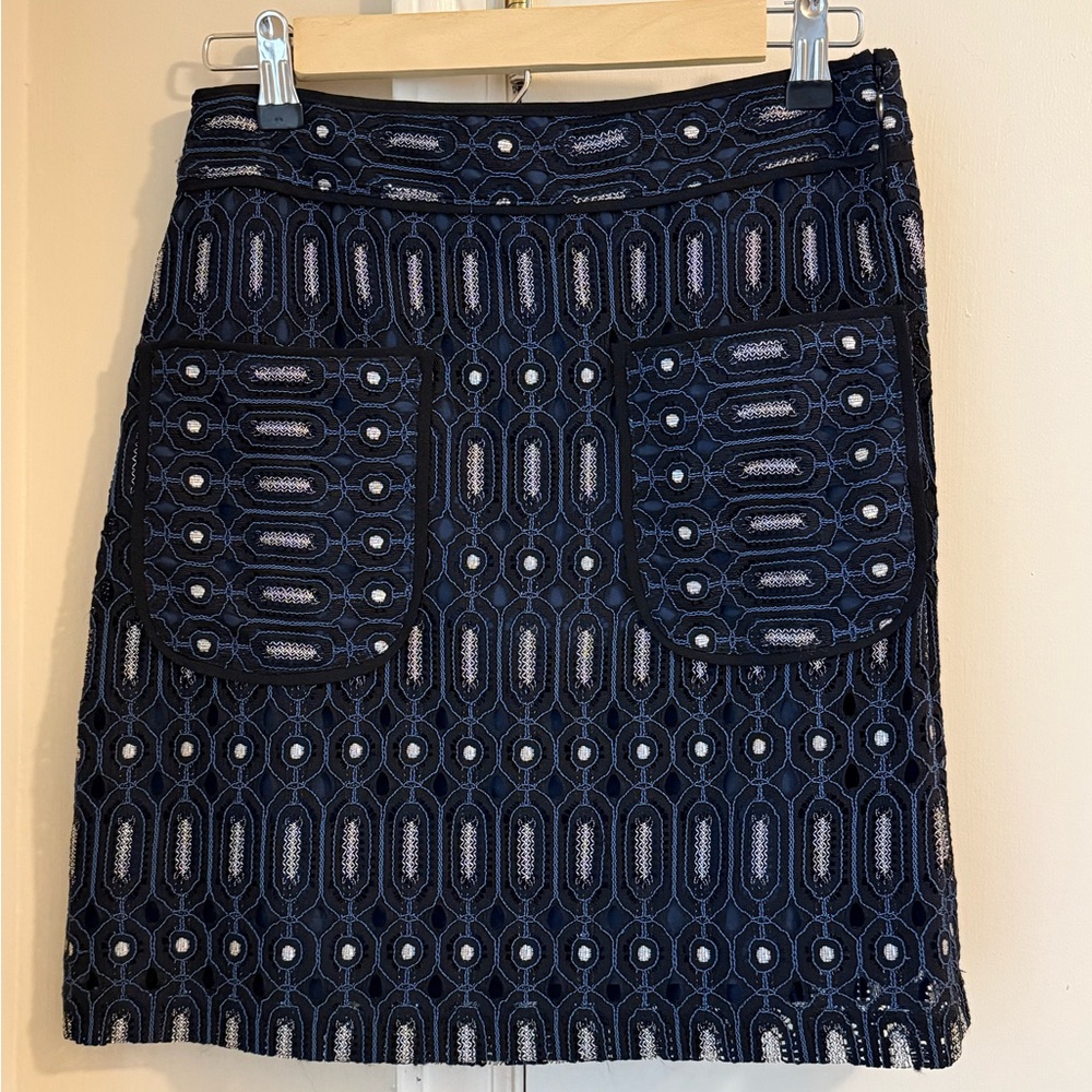 LOFT Navy Geometric Mini Skirt
